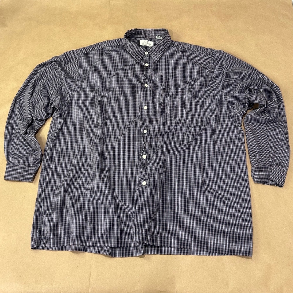 Denim Ridge Gray Plaid Button Up Shirt Mens XL